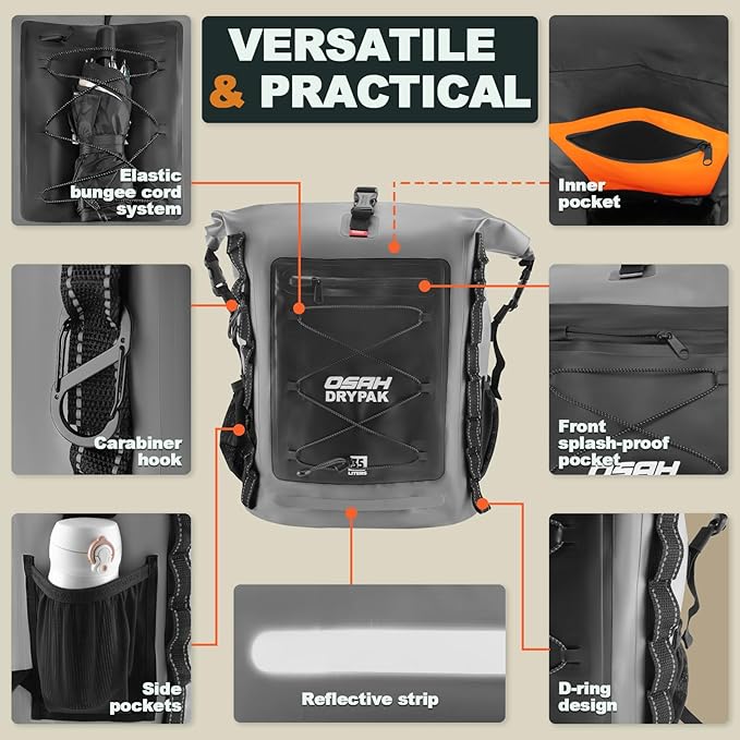 Waterproof Backpack Dry Bag 35L/55L/85L – Heavy Duty Roll-Top Hiking Backpack - Image 3