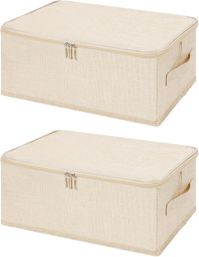 ANMINY 2PCS Storage Bins with Zipper Lids 13 Qt Lidded Fabric Storage Boxes by ANMINY