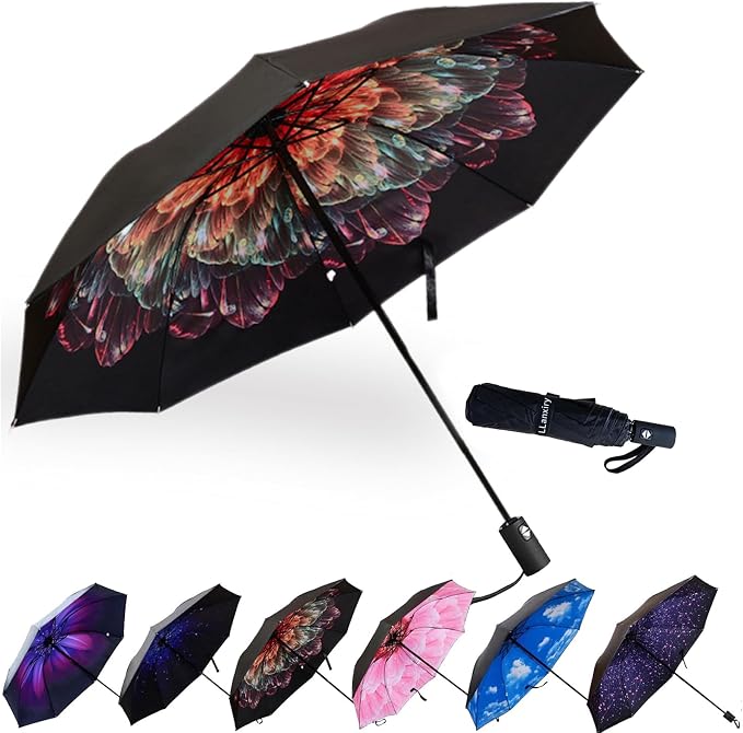 LLanxiry Compact Travel Umbrella, Mini Windproof Umbrellas by LLanxiry