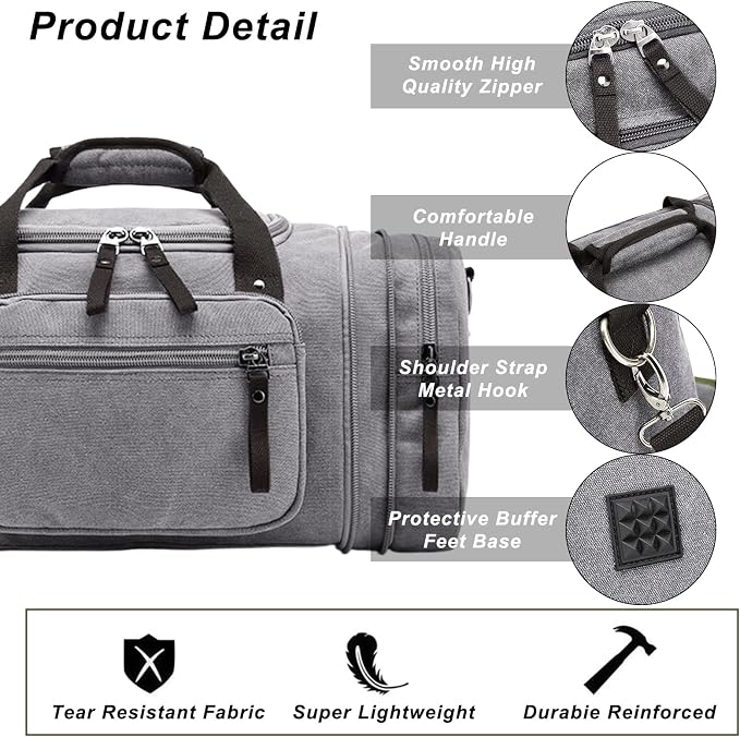 Felipe Varela Duffle Bag for Men, Expandable Canvas Duffel Bag for Travel - Image 3