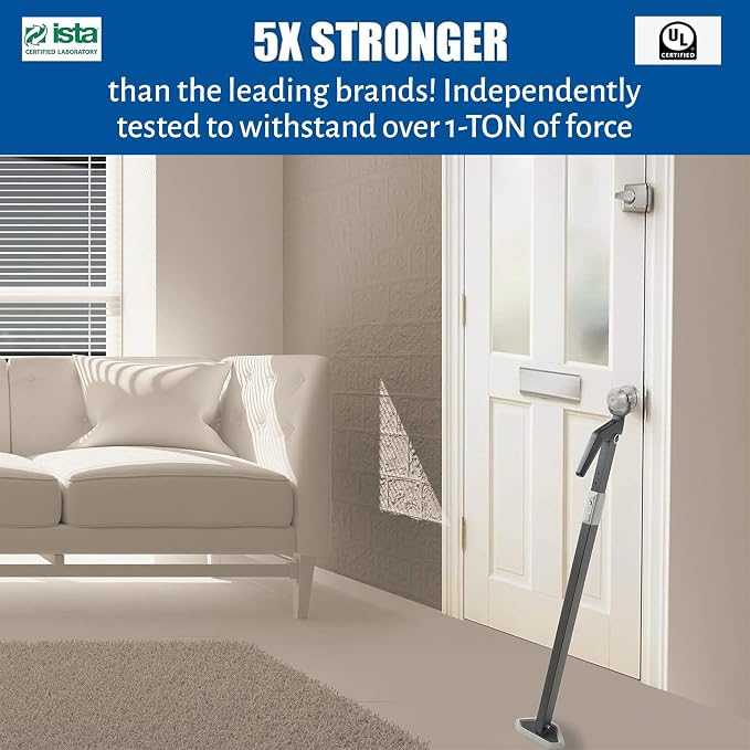 Super Heavy Duty Security Door Lock Bar Fully Adjustable Door Stopper Device - Image 5