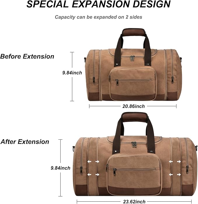 Litvyak Duffle Bag for Travel, 50L Canvas Travel Duffel Bags Overnight Weekend - Image 4