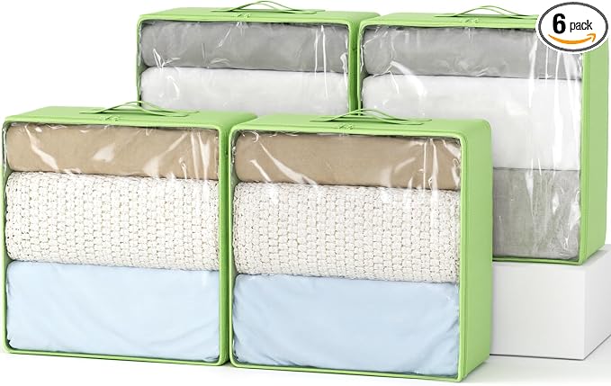 Clothes Storage Bags, Foldable Thick Fabric Blanket Storage Bags, Large Clear by Hopack