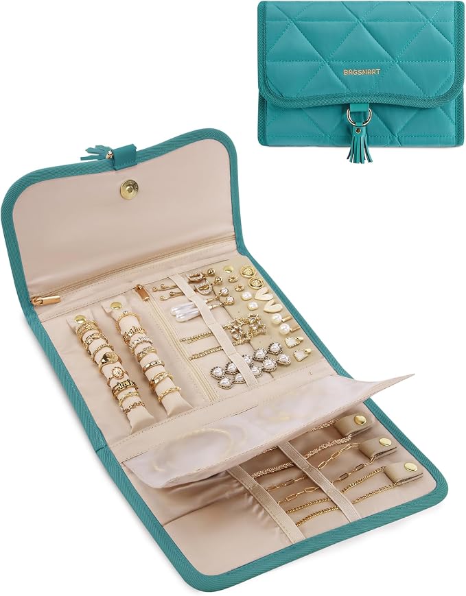 BAGSMART Travel Jewelry Case Organizer, Roll Foldable Jewelry Case by BAGSMART