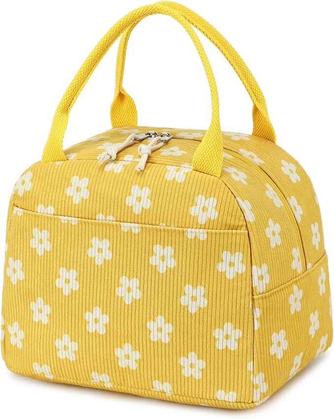 Bluboon Lunch Bag for Women Men Cute Corduroy Lunch Tote Bags Reusable - Image 8
