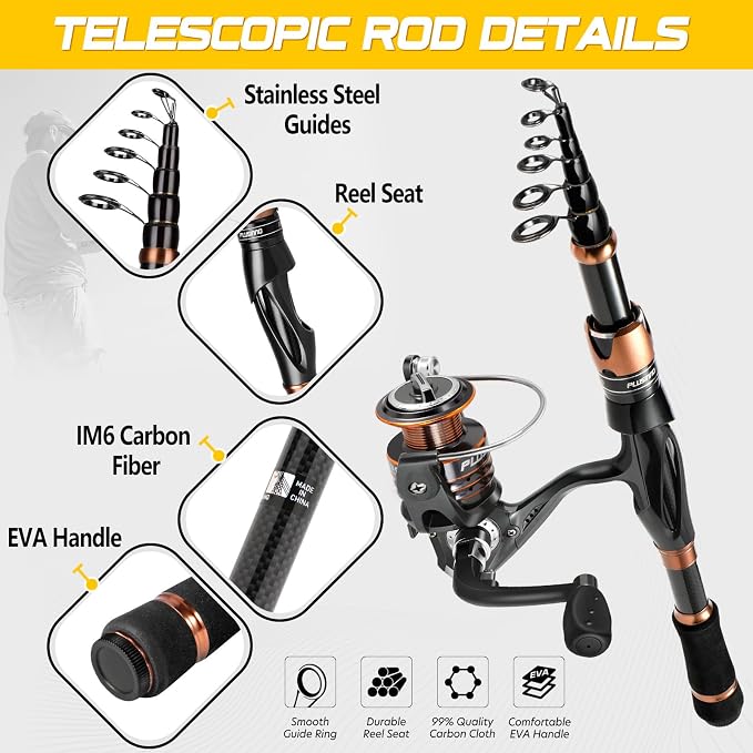 PLUSINNO Fishing Rod and Reel Combos, Bronze Warrior Toray 24-Ton Carbon Matrix - Image 3