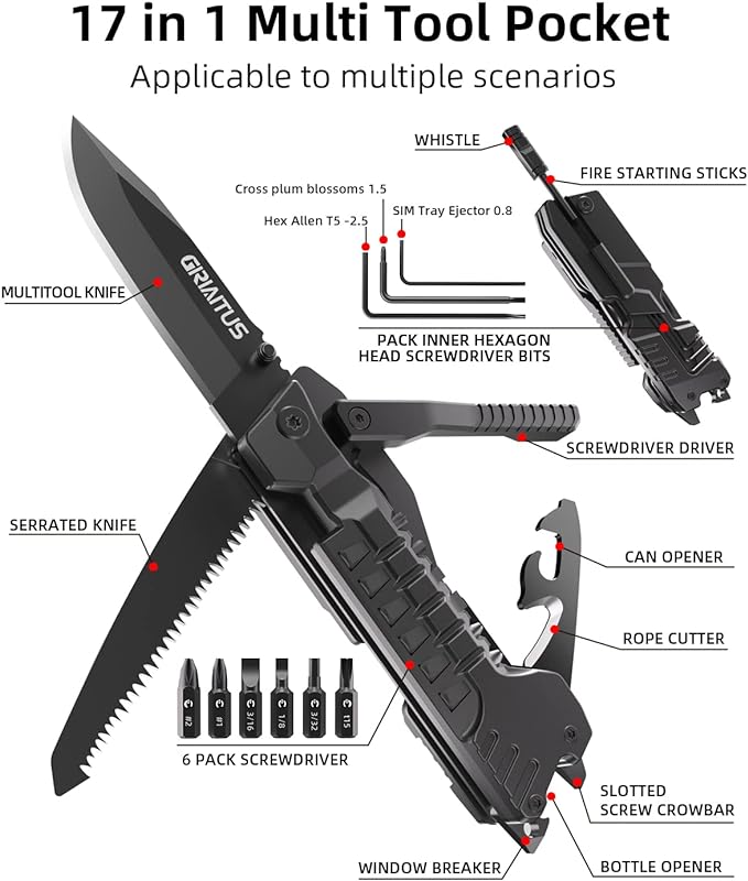 Multitool Knife 17 in 1Fire Starting Sticks, Bottle Opener, Saw Screwdrivers - Image 2