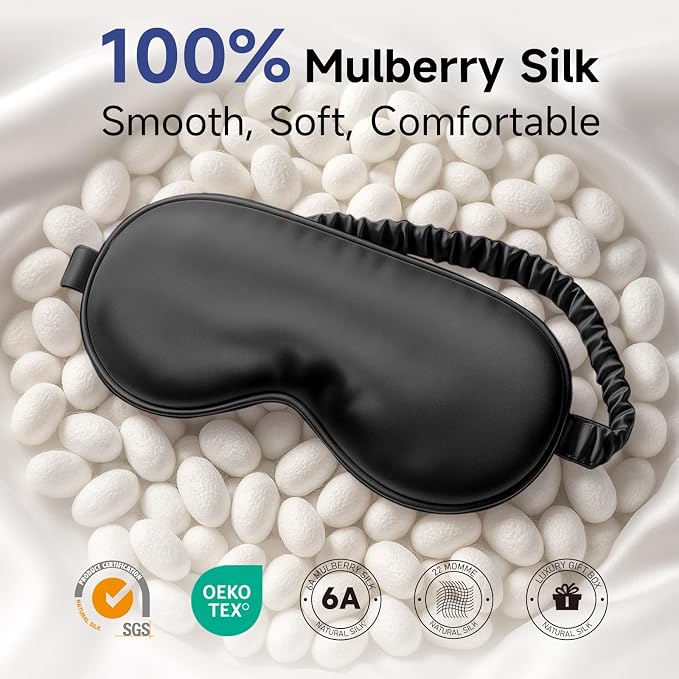 Umisleep 100% Pure Mulberry Silk Sleep Mask, 22 Momme 6A Soft & Smooth Fibers - Image 2