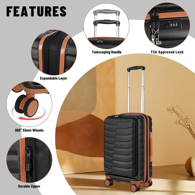 22×14×9 Airline Approved Carry On Expandable Luggage - Image 6