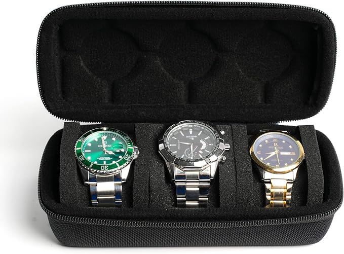 3 watch travel case roll, Hard watch carry case roll display storage organizer - Image 7