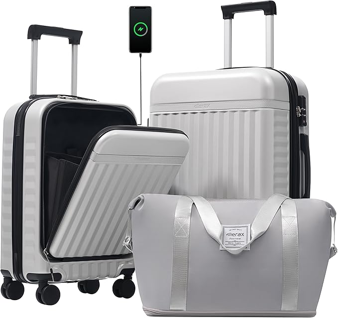 Merax Luggage Sets Front Opening, 2 Piece Hardshell Suitcase by Merax