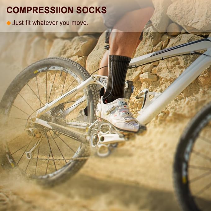 BULLIANT Compression Socks for Men 6Pairs, Athletic Crew Socks Cushioned For - Image 7
