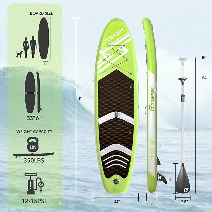 FBSPORT 11' Premium Stand Up Paddle Board, Yoga Board - Image 2