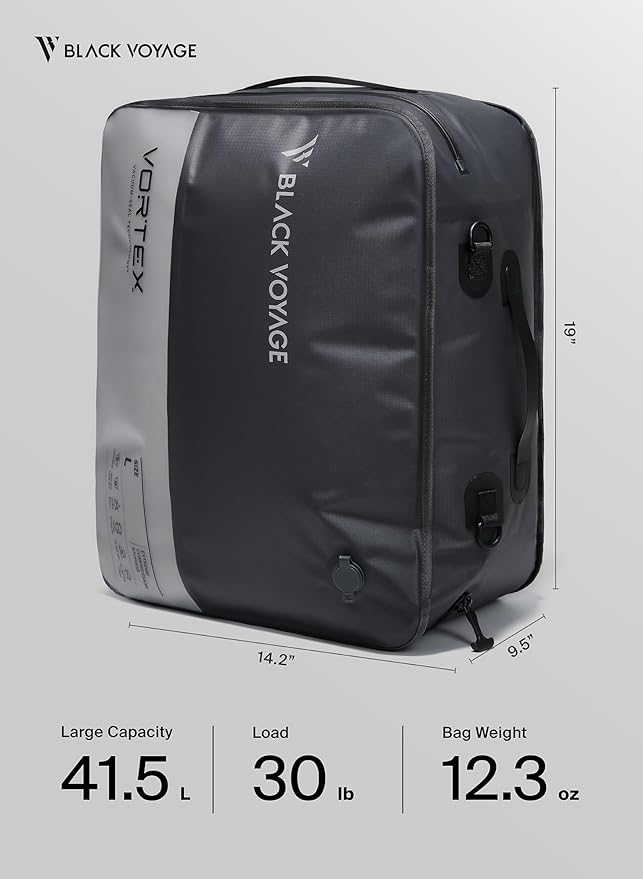 Black Voyage Reusable Vacuum Compression Travel Bag - Image 9