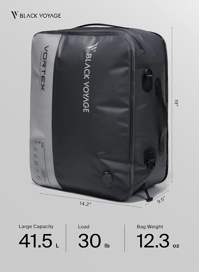 Black Voyage Reusable Vacuum Compression Travel Bag - Image 9