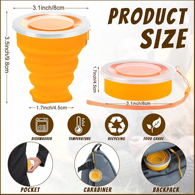 12 Pcs Silicone Collapsible Cup 7.04 oz Folding Camping Travel Collapsible - Image 2