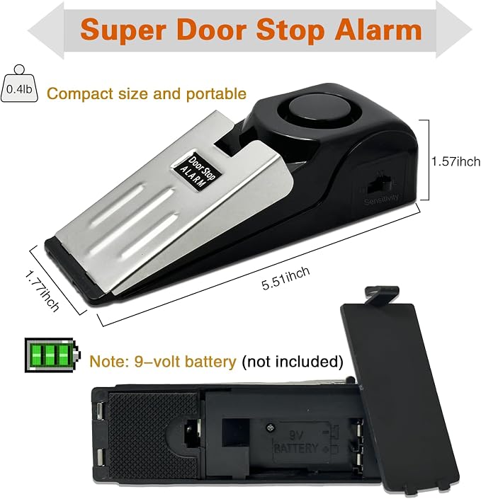 2 Pack Portable Door Stop Alarm, Door Stopper - Image 4