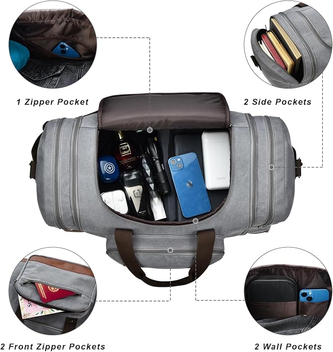 Dimayar Expandable Duffle Bag for Men, 50L Large-Capacity Weekender, - Image 3