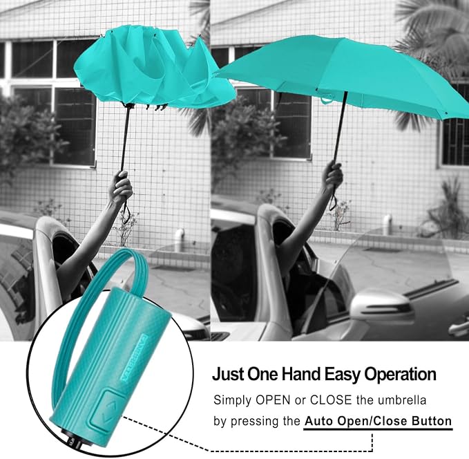 LANBRELLA Compact Reverse Folding Umbrella Auto Windproof Travel Umbrella - Image 5