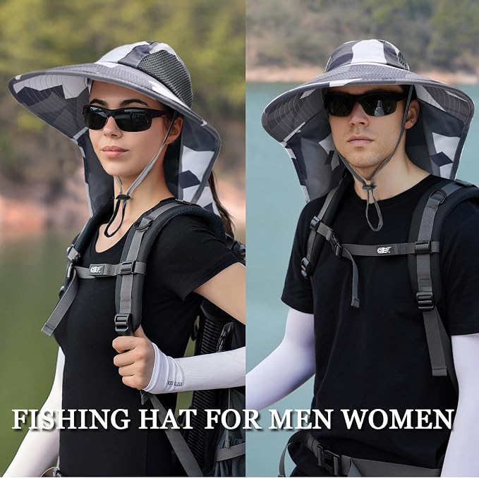Sun Hat for Men Women with Neck Flap, UPF 50+ UV Protective Hiking Fishing Hats - Image 5