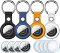RFUNGUANGO Airtags Holder Keychain Keyring, 4 Pack Leather Case Cover by RFUNGUANGO