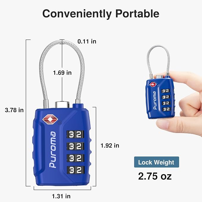 Puroma 2 Pack TSA Approved Luggage Locks, 4 Digit Combination Travel Locks - Image 3