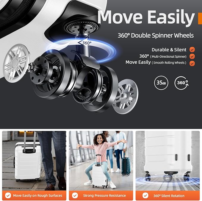 SHOWKOO Luggage Sets Expandable PC+ABS Durable Suitcase Sets Double Wheels TSA - Image 3