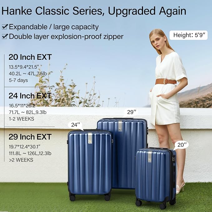Hanke 29 Inch Expandable Checked Luggage Lightweight PC Hard Shell Luggage - Image 2