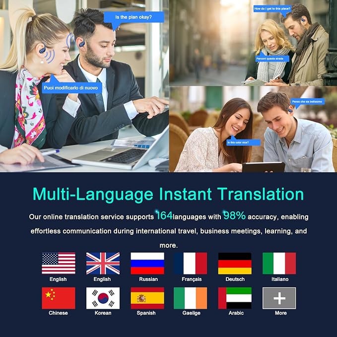AI Translation Earbuds Real Time, 164 Language Translator Earbud 3-in-1 - Image 2
