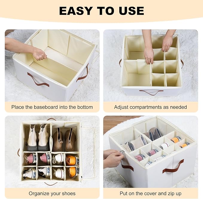 Shoe Organizer for Closet, Foldable Shoe Storage Bins - Image 3