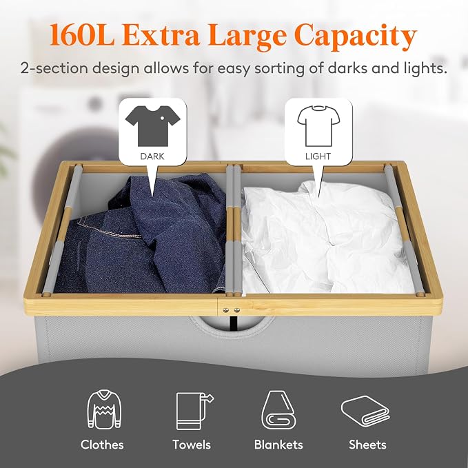 Lifewit 160L Double Laundry Hamper - Image 2
