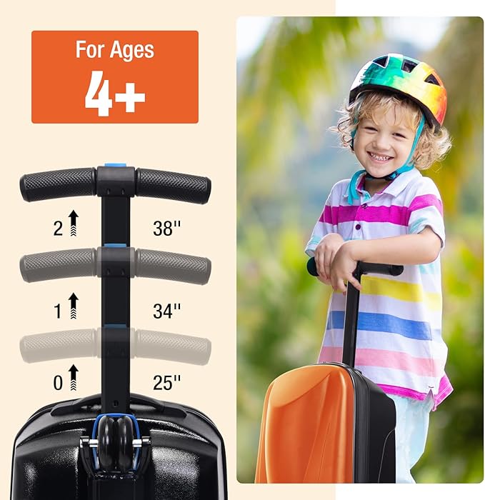20" Scooter Suitcase for Kids, 2-in-1 Ride On Luggage - Image 5