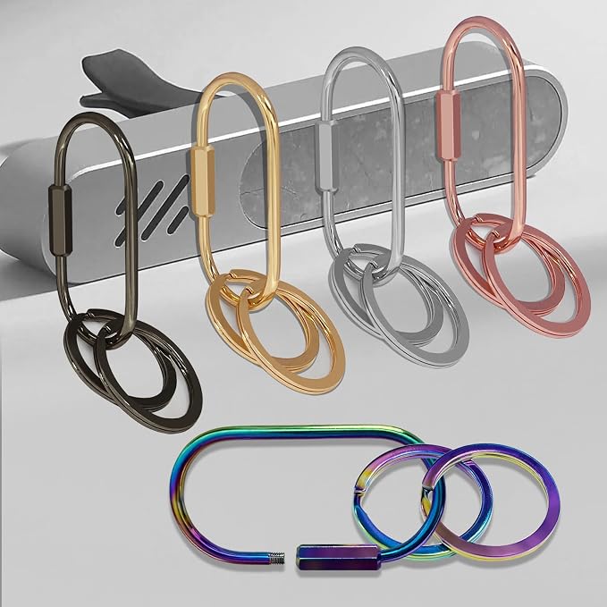 Key Chain, Brass Key Rings 2 Pack Screw Lock Key Organizer - Image 5