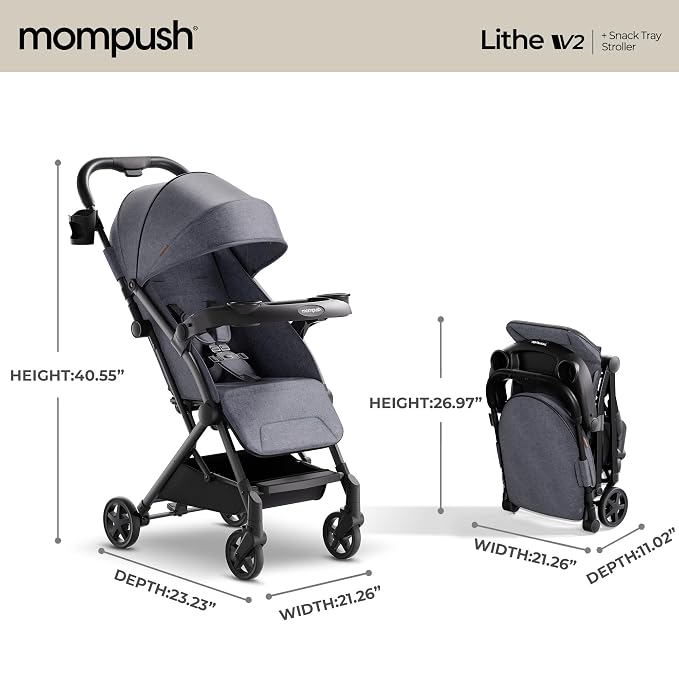 Mompush Lithe V2 Lightweight Travel Stroller, Compact Foldable Baby Stroller - Image 9