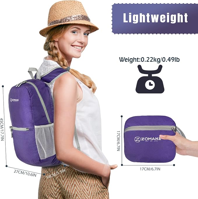 ZOMAKE Ultra Lightweight Hiking Backpack 20L, Packable Small Backpacks Water - Image 2