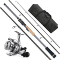 Travel Fishing Pole Combo， 4 Piece Carbon Fiber Spinning Rod Spinning Reel 7ft by Makefishingbeeasy