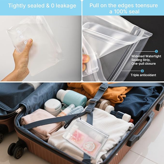 10 Pack TSA Approved Toiletry Bag, Quart Size PEVA Leakproof Makeup Cosmetic Bag - Image 6