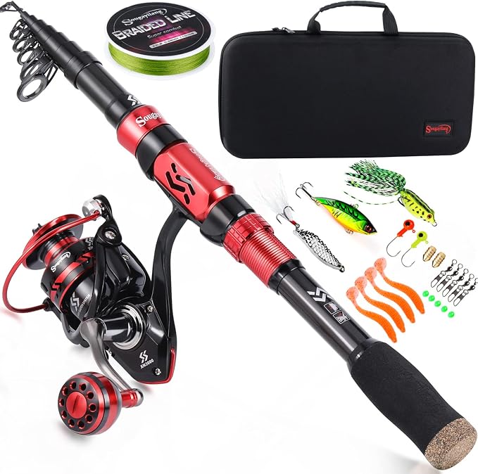 Sougayilang Fishing Pole with Spinning Reel Portable Fishing Rod Reel Combos by Sougayilang