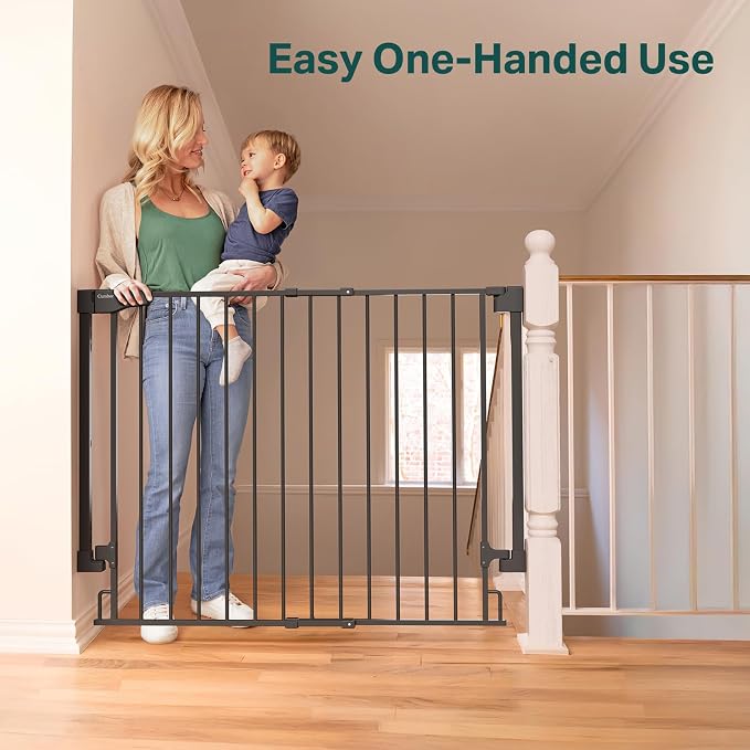 Cumbor 34" Extra Tall No Bottom Bar Baby Gate - Image 8