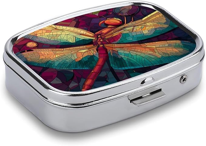 Metal 2 Compartment Pill Organizer Travel Friendly Portable Compact Pill Box - Image 2