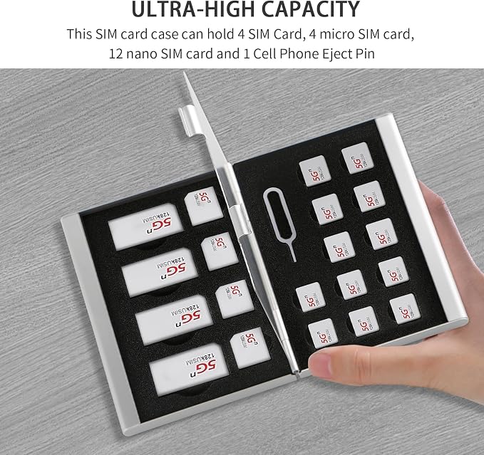 Aluminum SIM Card Case, 21Slots Ultrathin SIM Card Holder, Fit - Image 2