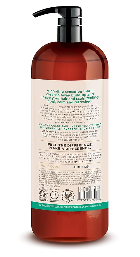 Soapbox Tea Tree Shampoo, Harsh Sulfate Free, Paraben Free, Silicone Free - Image 2