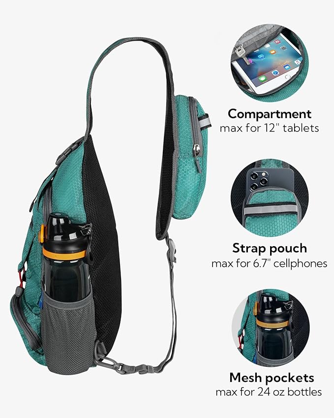 WATERFLY Packable Small Crossbody Sling Backpack Shoulder Chest Bag Daypack - Image 4