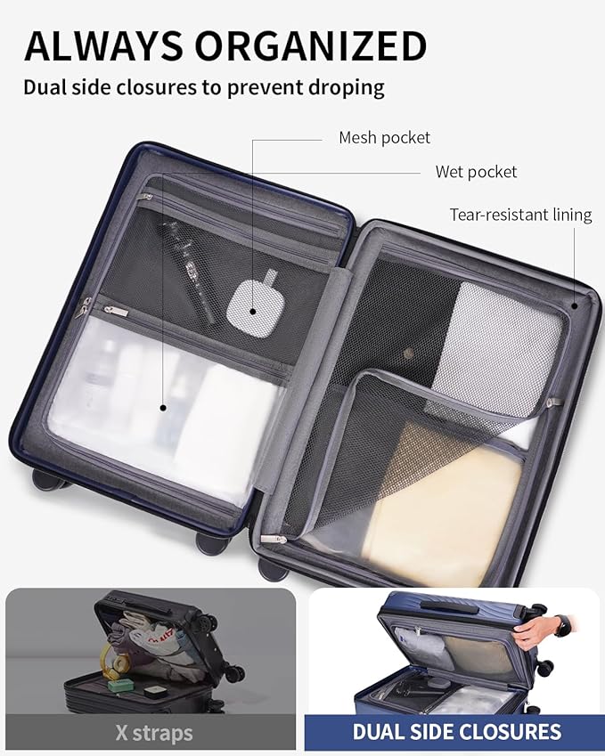 ECOHUB Hardside Expandable Carry On Luggage Sets, Recycled PC 20/24" Rolling - Image 6
