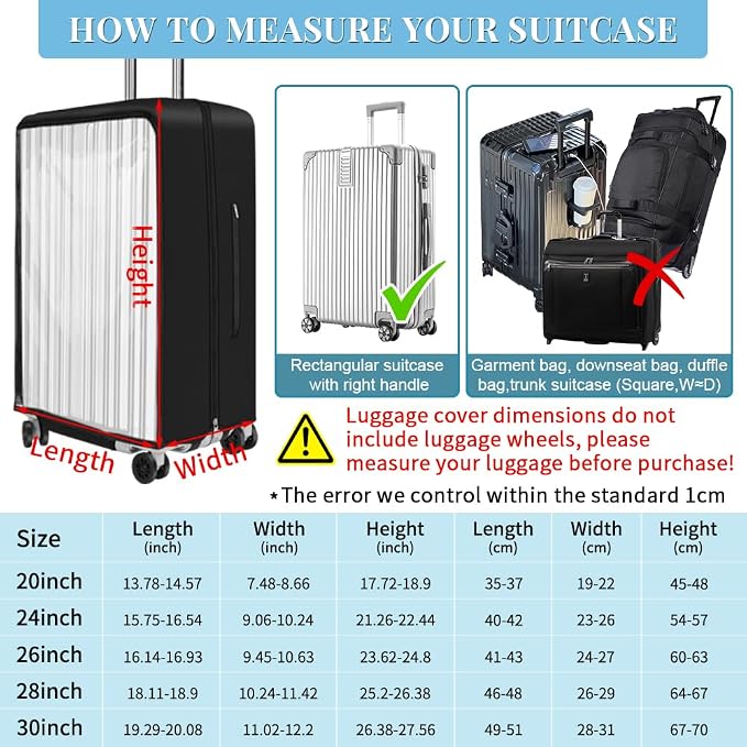 Yotako Upgraded Zippered Transparent PVC Suitcase Cover, No Disassembly - Image 5