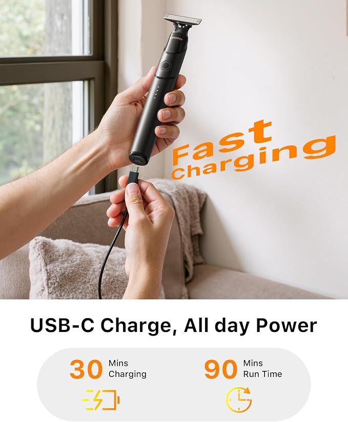 USB-C Fast Charging, Groin & Ball Hair Painless Electric Shaver, Travel Razors - Image 4