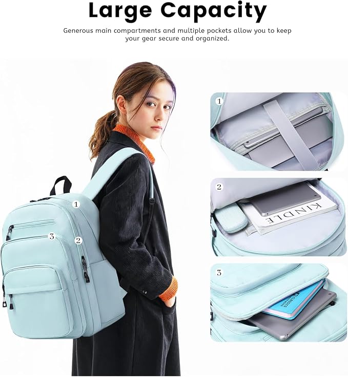 Lanola Basic Multi-Pocket Multipurpose Backpack Classical Water Resistant - Image 3