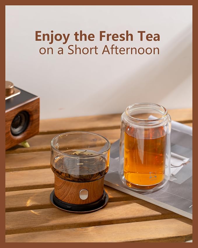 ZENS Modern Glass Infuser Teapot, One Touch Tea Maker - Image 4