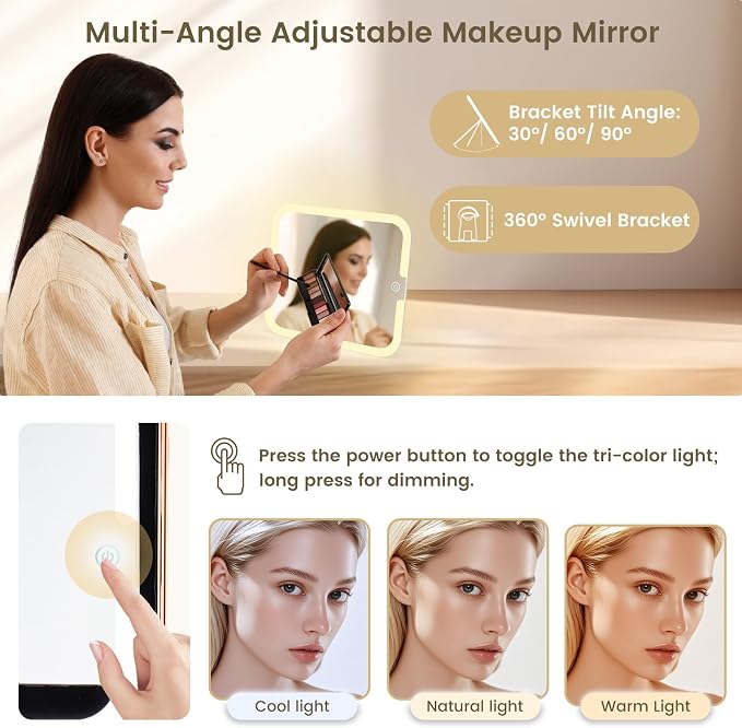Makeup Case with Magnetic Lighted Mirror Cosmetic Train Box Detachable LED - Image 7