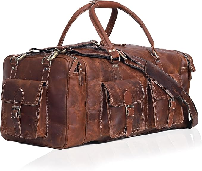 Large duffel bags for men holdall leather travel bag overnight gym sports by VCVINTAGECOUTURE